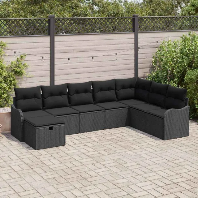 vidaXL Tuin Sofa Set 8 st Zwart poly rattan, foto 2