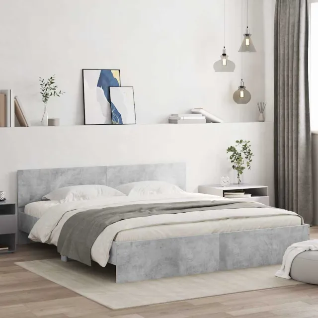 vidaXL Bedframe met hoofdeinde betongrijs 180x200 cm