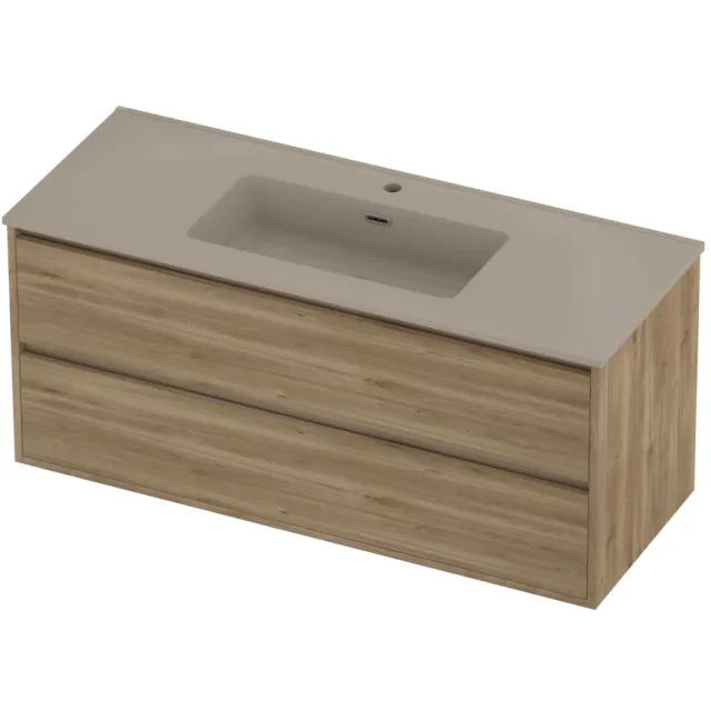 Proline Tribute Badmeubelset Porselein Elegant 1 Gat 120x46x54 cm Mat Crème Cotton Cider Oak Eiken