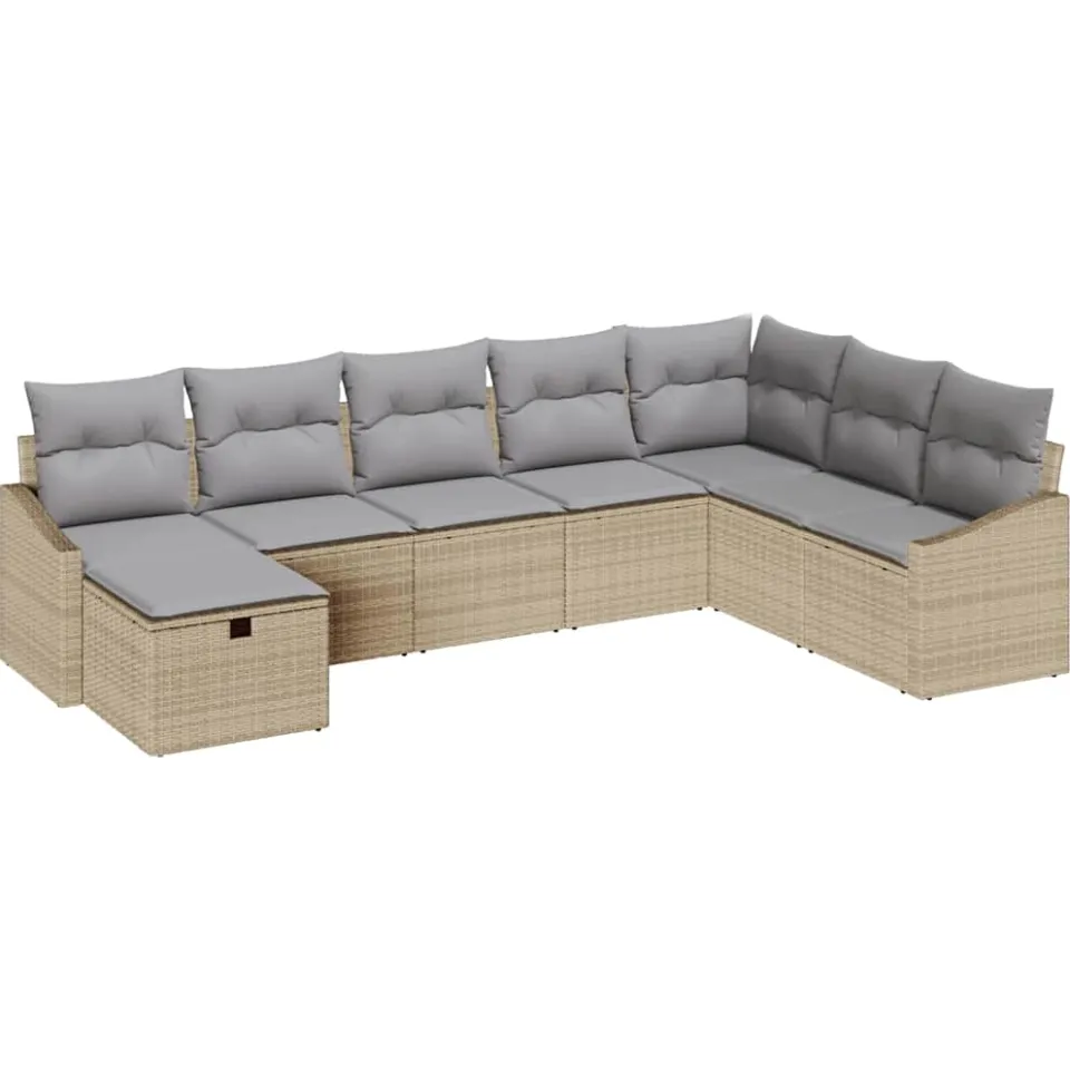 vidaXL Bankstel 9 st poly rattan Beige