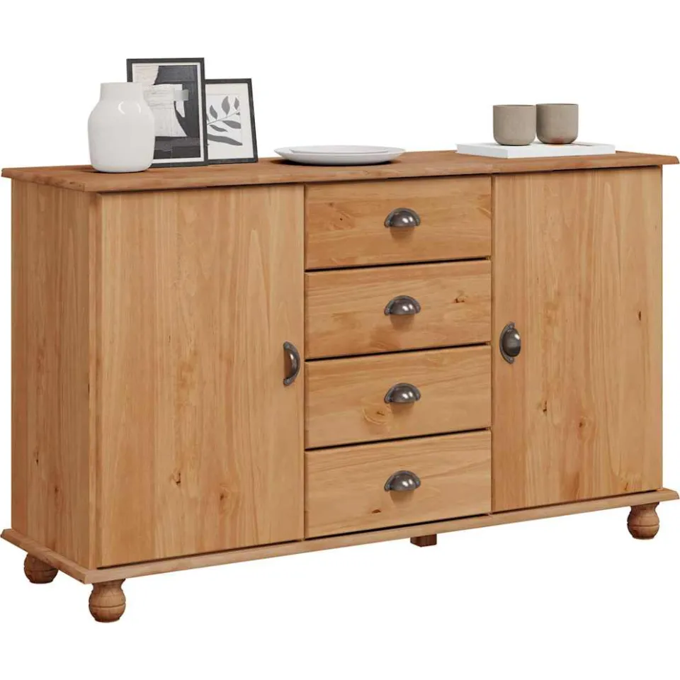 vidaXL Dressoir ASKIM 133,5 x 40 x 79 cm Massief grenenhout bruin