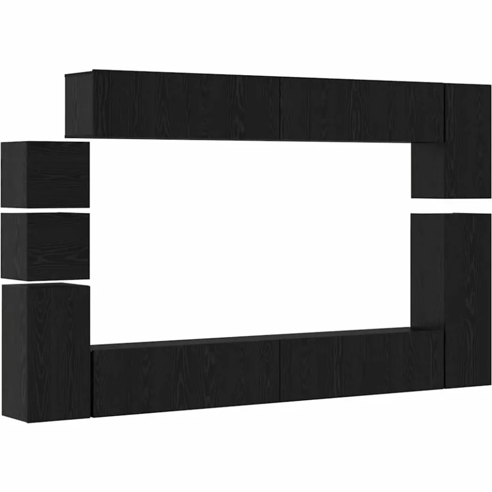 vidaXL Tv-meubelset 9 st 100 x 30 x 30 cm Zwart Eiken, foto 3