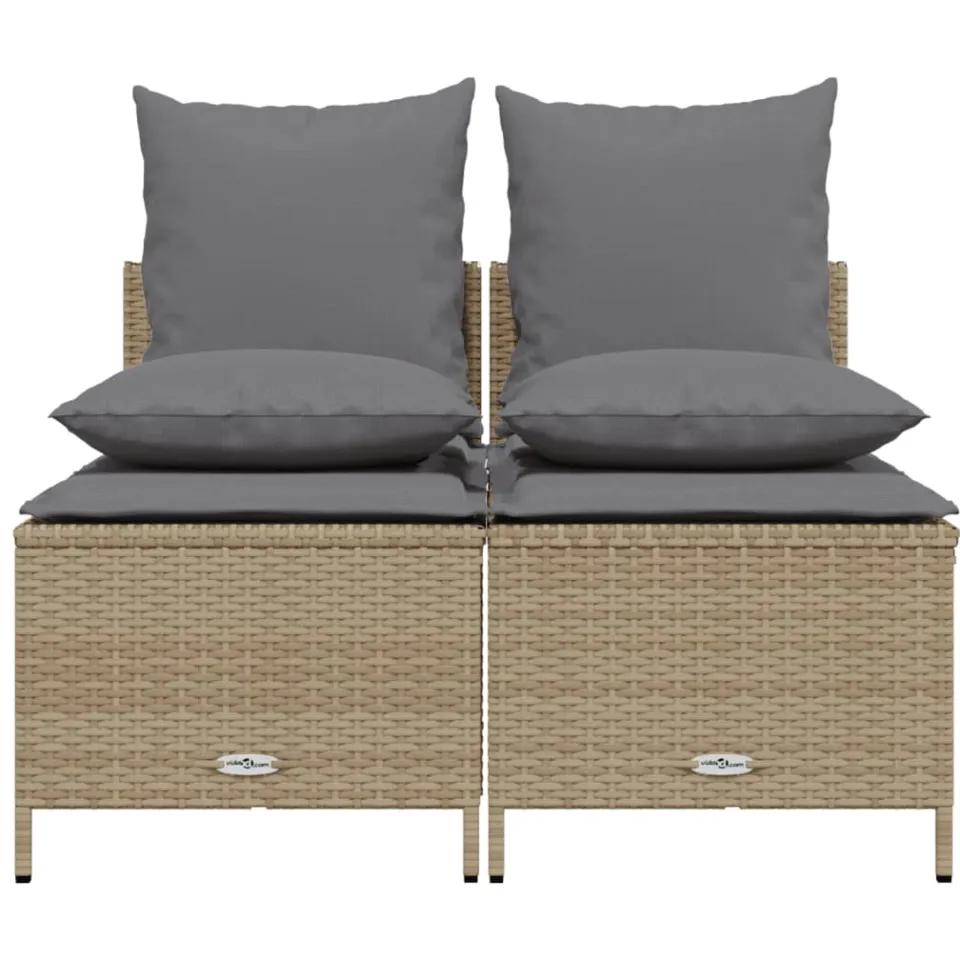 vidaXL 4-delige Loungeset met kussens poly rattan beige