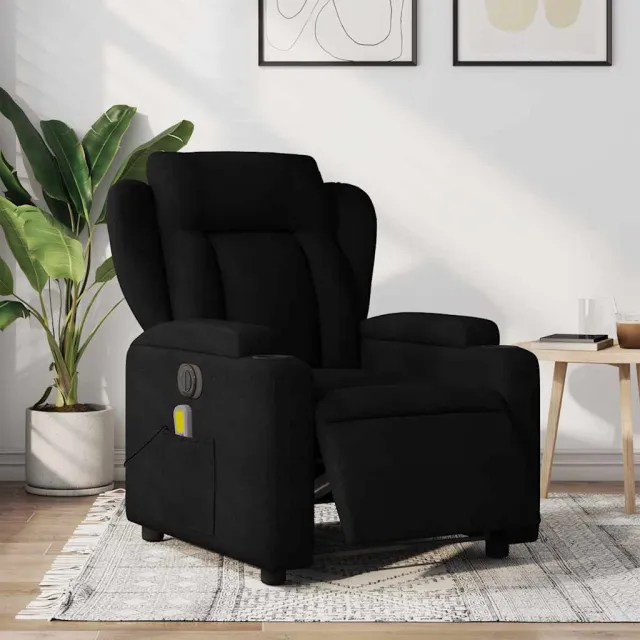 vidaXL Massagestoel elektrisch verstelbaar stof zwart