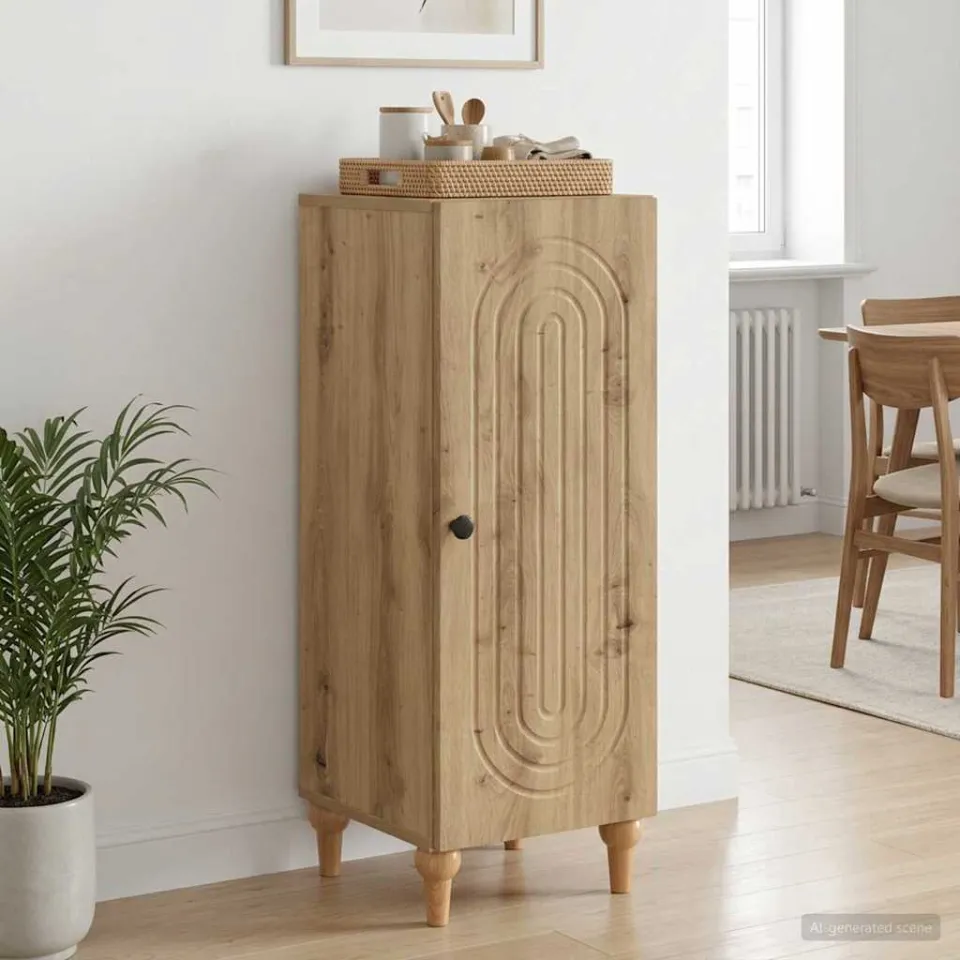 vidaXL Dressoir Artisanaal eiken 33 x 34,5 x 90 cm Bewerkt hout, foto 3