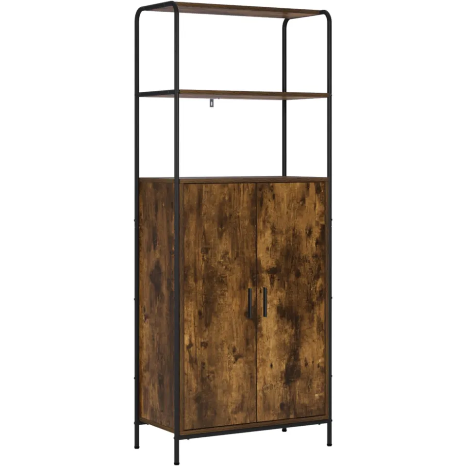 vidaXL Hoge kast Gerookt eiken 40 x 33 x 161 cm Bewerkt hout, foto 3