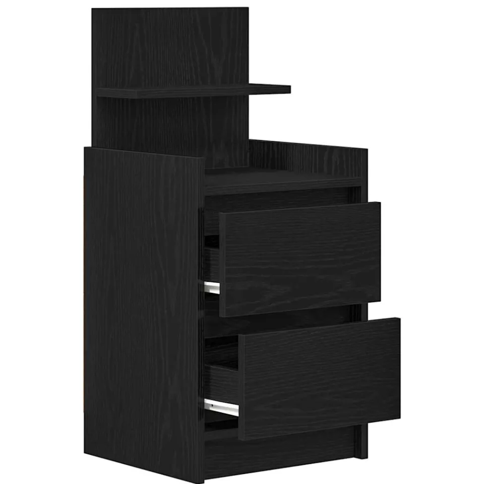 vidaXL Nachtkastje met 2 lades 38x34x80 cm zwart, foto 4