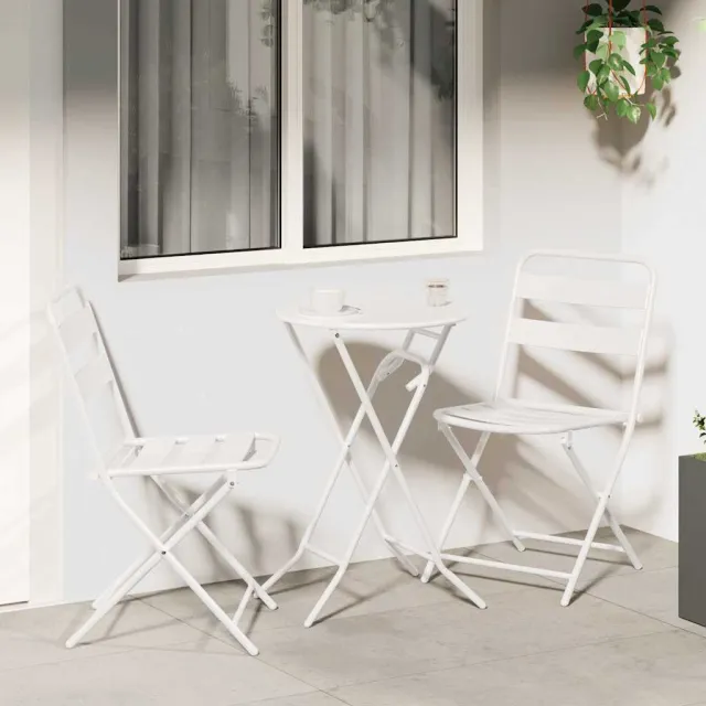 vidaXL Tuin Bistro Set 3 st Wit Staal, foto 2