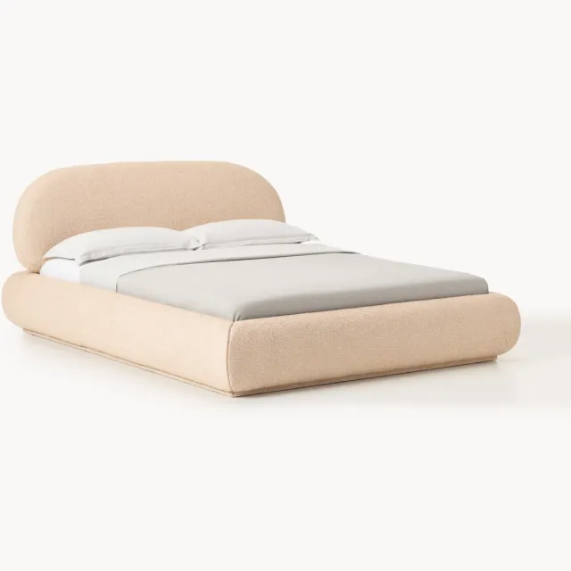 Westwing Collection Bouclé gestoffeerd bed Alba met opbergruimte Roze