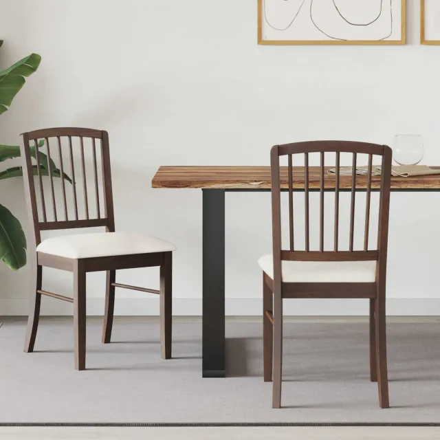 vidaXL Eettafelstoelen 2 st Massief Rubberhout Licht Bruin