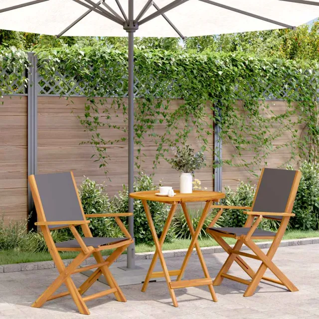 vidaXL 3-delige Bistroset stof en massief hout antracietkleurig, foto 2