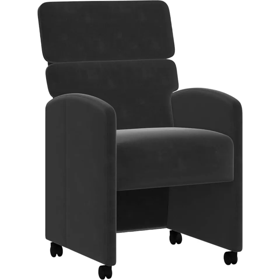 vidaXL Eetkamerstoelen met Wieltjes 2 st Fluweel Zwart 58 x 65 x 98 cm