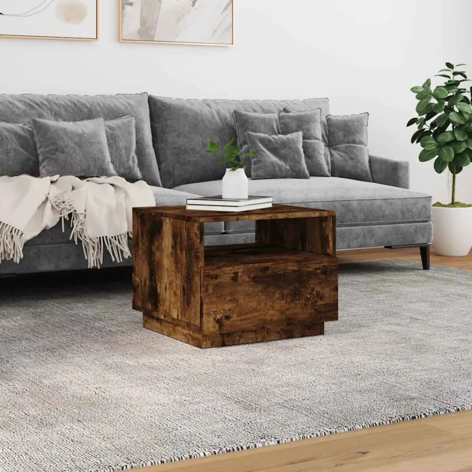 vidaXL Salontafel met LED-verlichting 50x49x40 cm gerookt eikenkleurig, foto 2