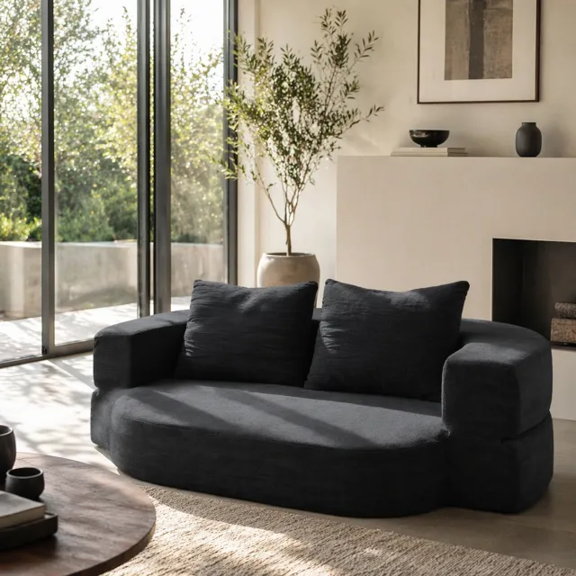 Maisentiel Opvouwbare slaapbank zwart - 200 x 130 x 60 cm - met 2 kussens en deken