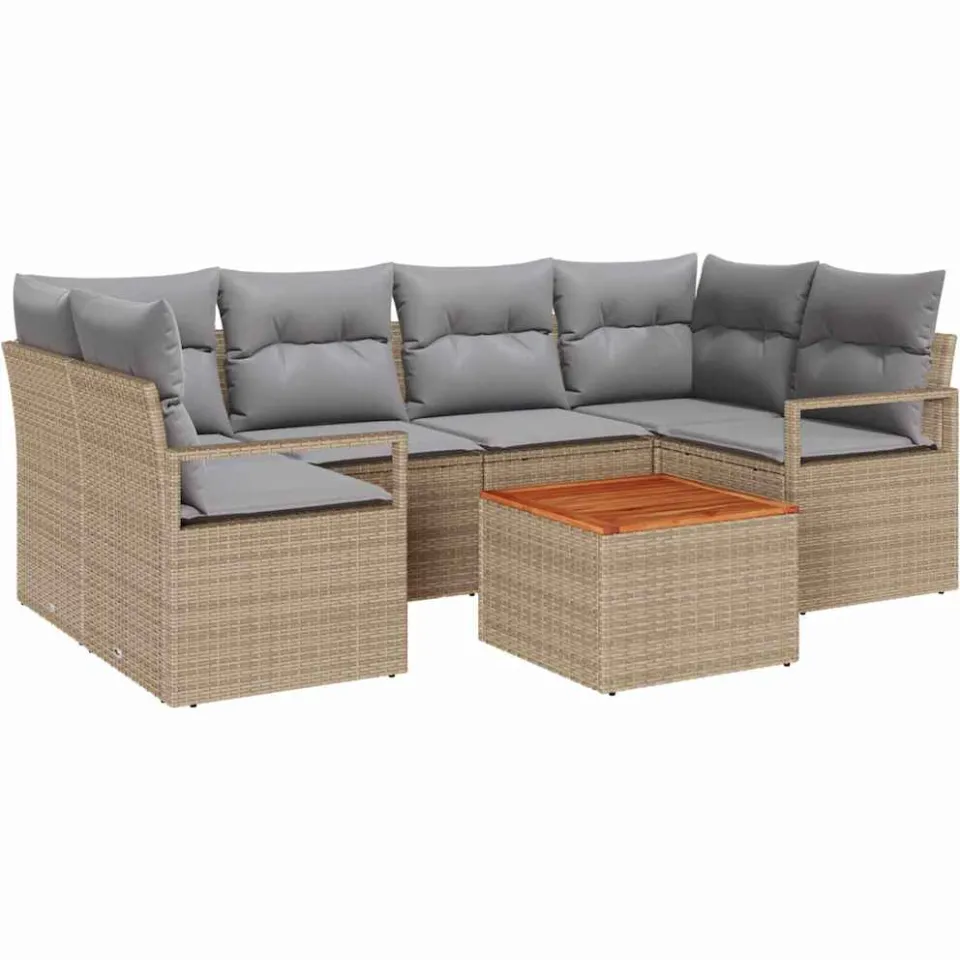 vidaXL Tuinbankenset 7 st Beige poly rattan