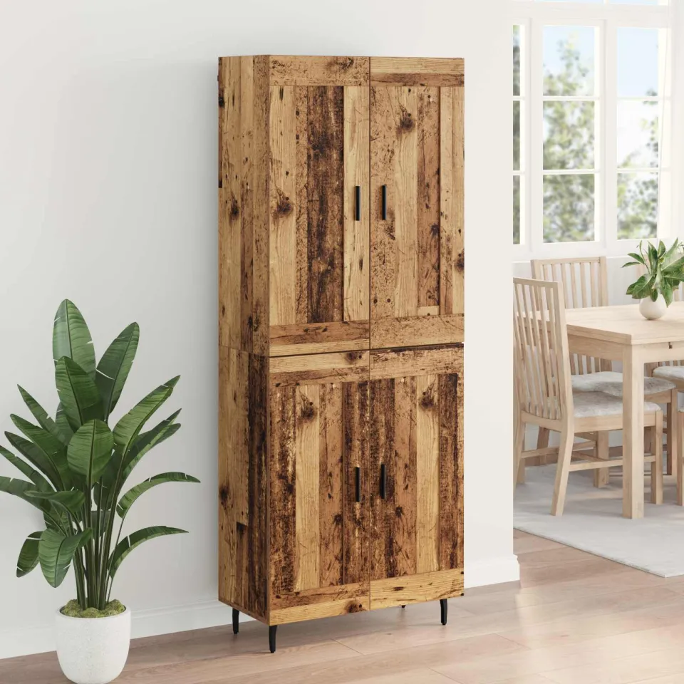 vidaXL Hoge kast 2 st Oudhout 69,5 x 34 x 180 cm Bewerkt hout bruin, foto 4