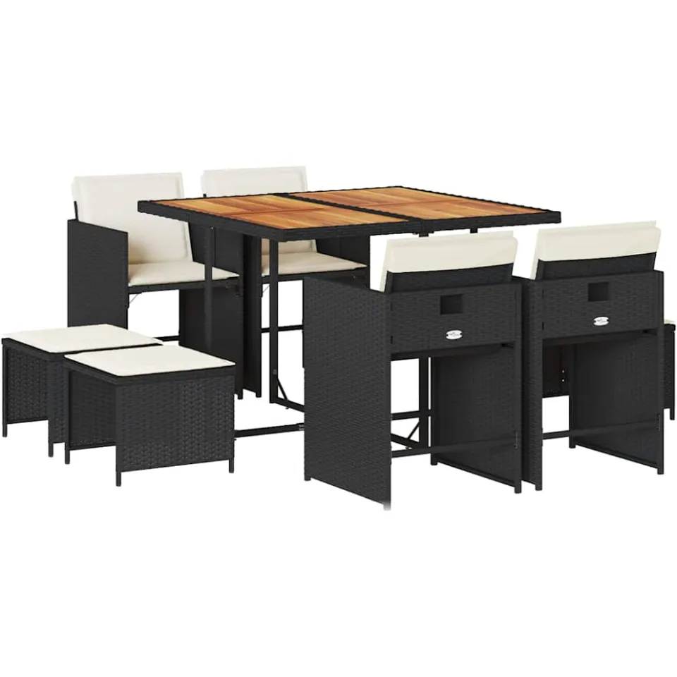 vidaXL 9-delige Tuinset poly rattan zwart, foto 3