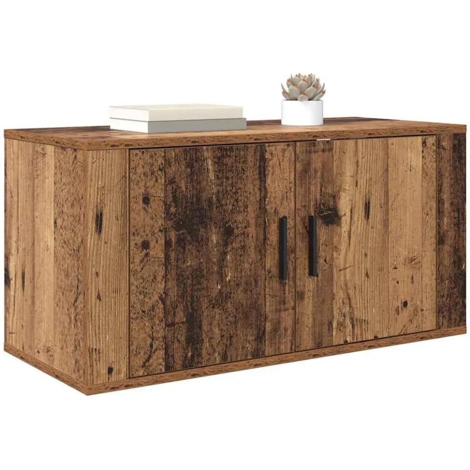 vidaXL Wandgemonteerde TV-kast 80 x 34.5 x 40 cm Oud hout Bewerkt hout Bruin