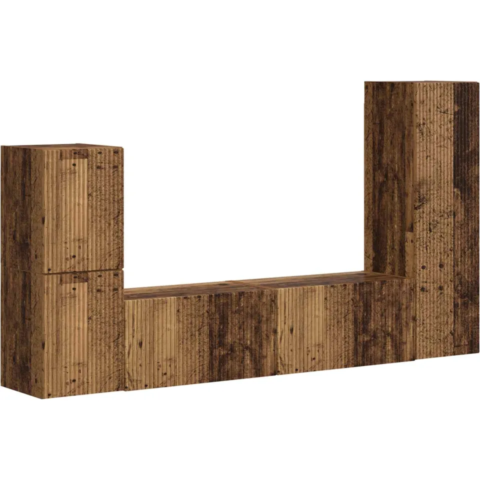vidaXL Tv-meubelset 4 st 30 x 31 x 100 cm Oudhout bruin, foto 3