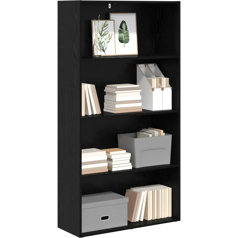 vidaXL Vrijstaande Boekenkast 80 x 30 x 152 cm Bewerkt hout zwart, foto 3