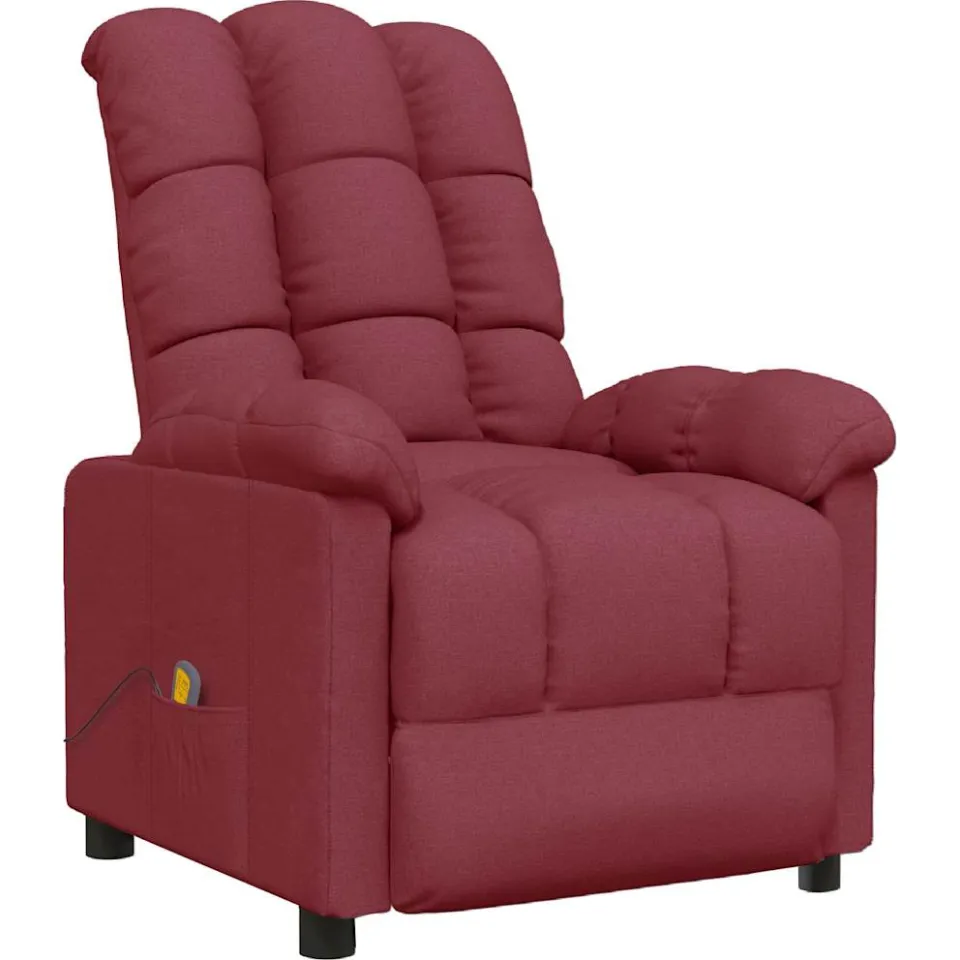 vidaXL Massagestoel stof wijnrood, foto 3