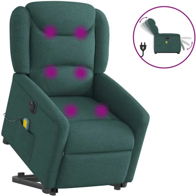 vidaXL Sta-op-massagestoel - elektrisch - verstelbaar - stof - donkergroen