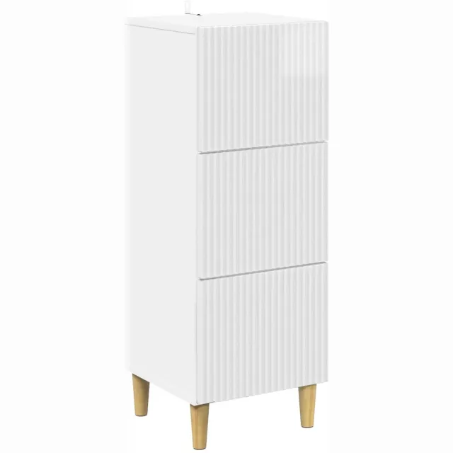vidaXL Ladekast - Hoogglans - Wit - 33 - x - 34,5 - x - 90 - cm - Bewerkt - hout Hoogglans wit