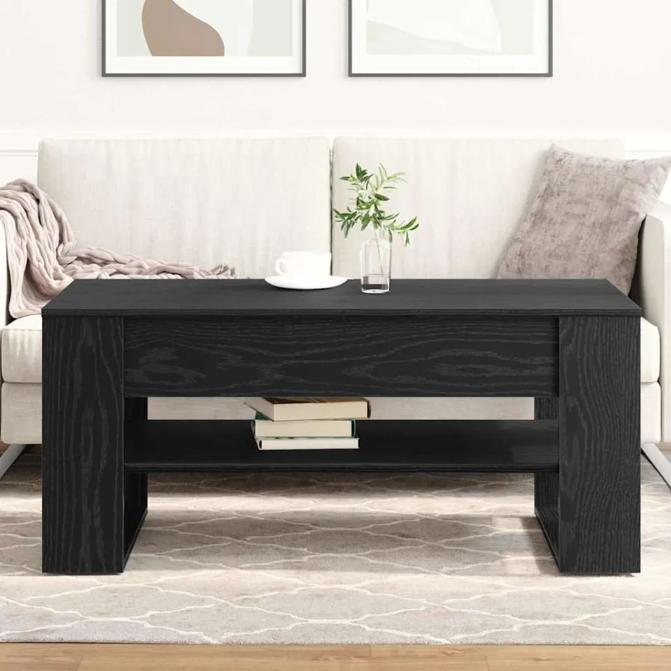 vidaXL Salontafel Zwart Eiken 102 x 55 x 45 cm Bewerkt hout, foto 4