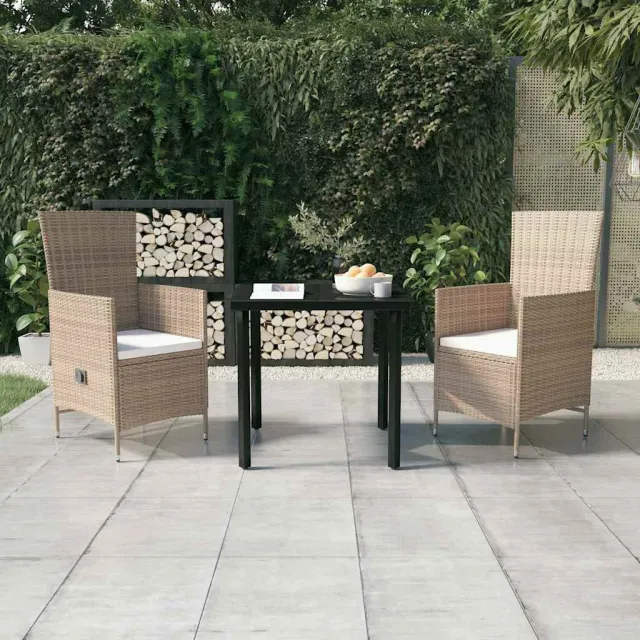 vidaXL 3-delige Tuinset met kussens beige, foto 2