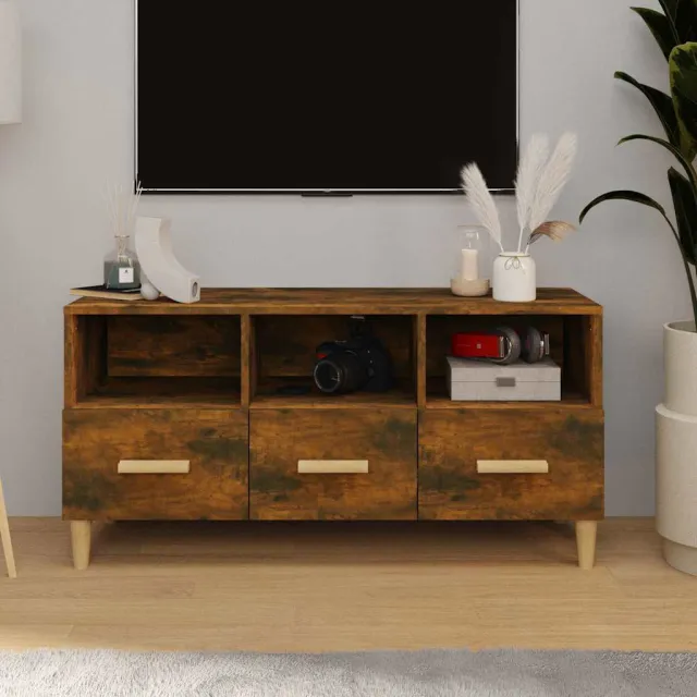 vidaXL Tv-meubel 102x36x50 cm bewerkt hout gerookt eikenkleurig, foto 2