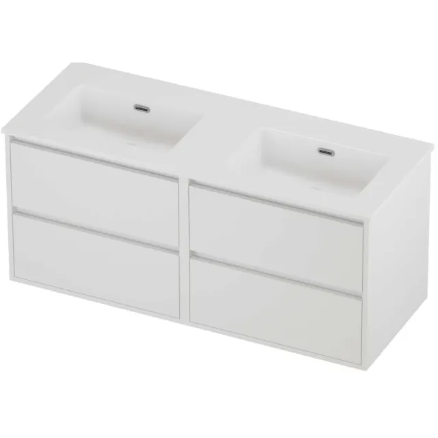 Proline Tribute Badmeubelset Porselein Elegant Dubbel 120x46x54 cm Glans Wit Mat White Mat Wit