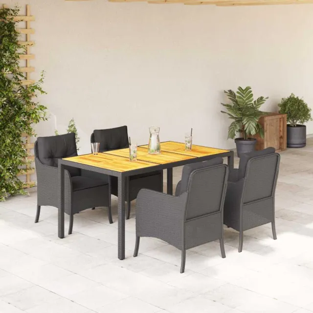 vidaXL 5-delige Tuinset met kussens poly rattan zwart, foto 2