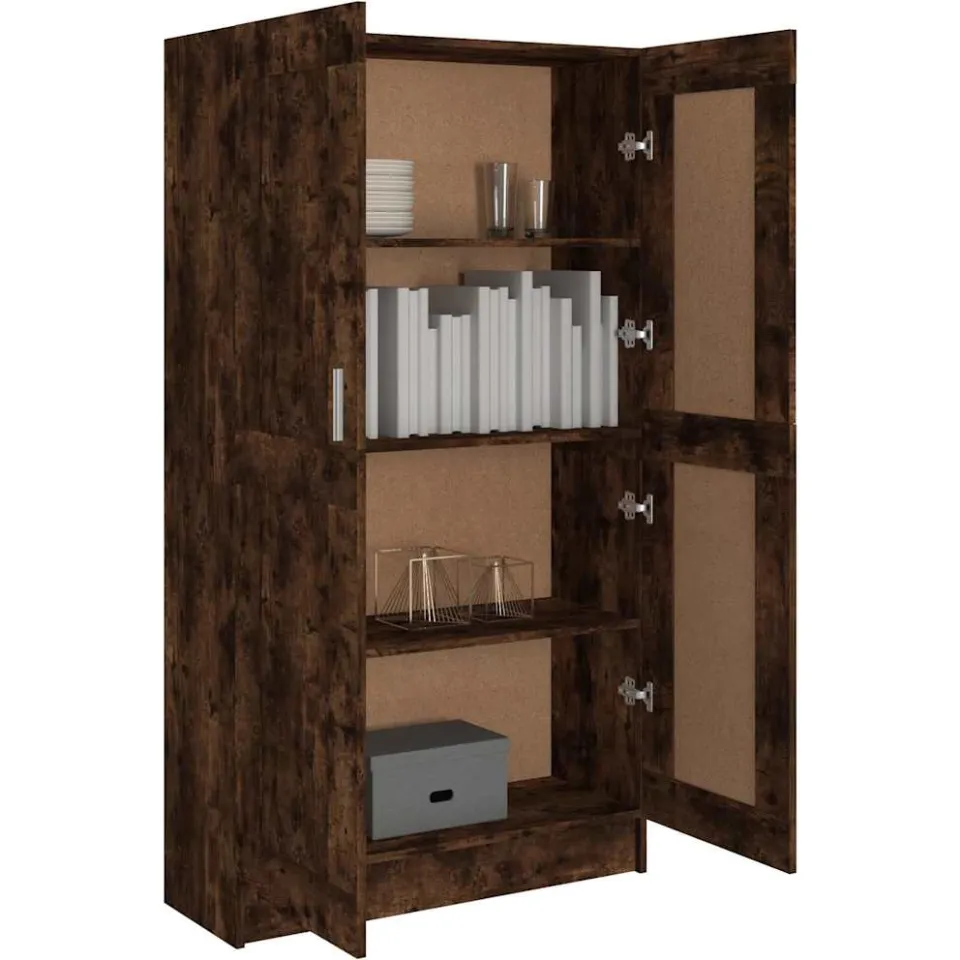 vidaXL Boekenkast 82,5x30,5x150 cm bewerkt hout gerookt eikenkleurig Bruin