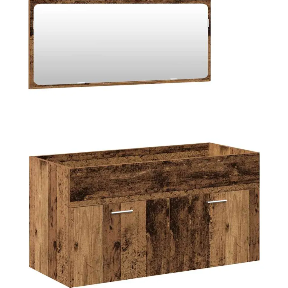 vidaXL 5-delige Badkamermeubelset bewerkt hout oud houtkleurig bruin, foto 4