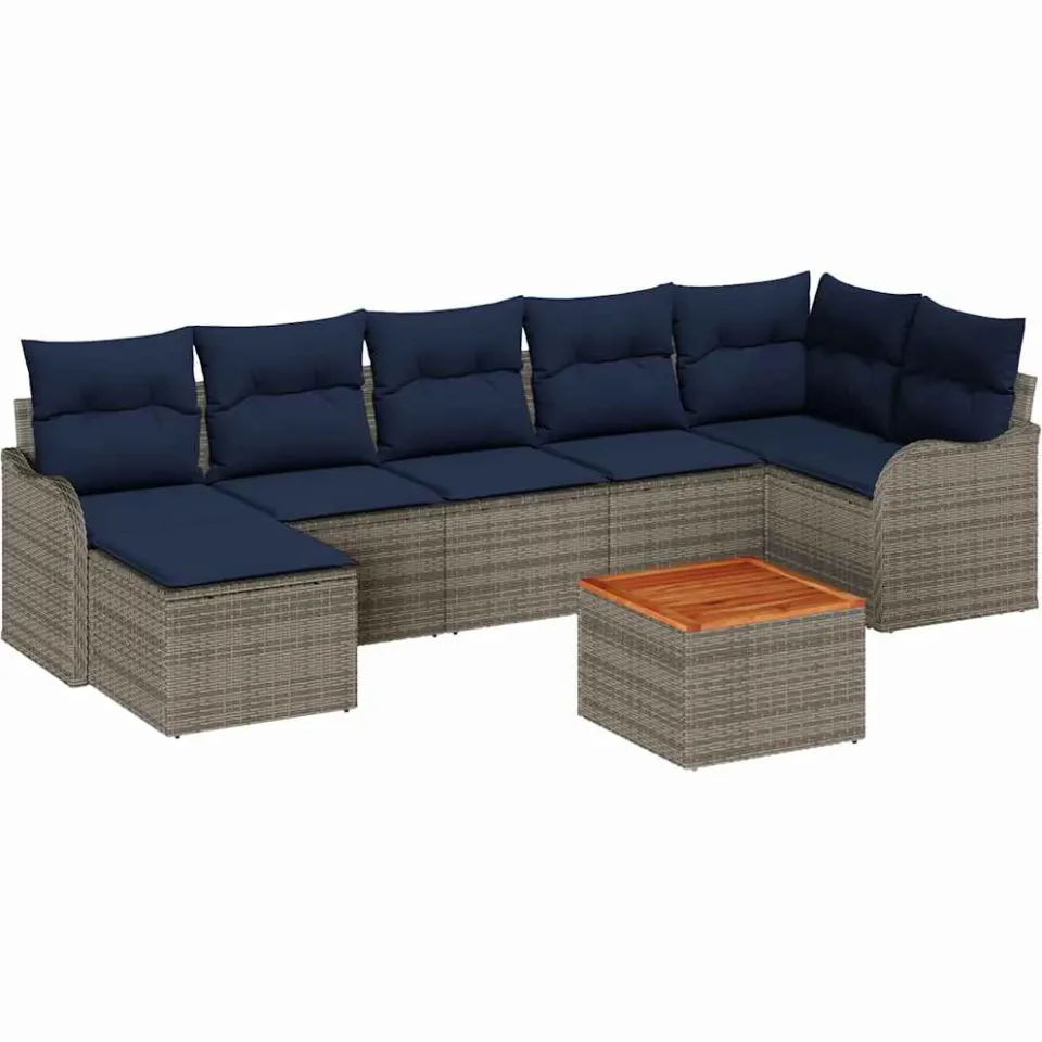 vidaXL Tuinbankenset 8 st Grijs poly rattan