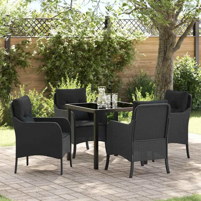 vidaXL Tuin eettafelset 5 st Zwart poly rattan, foto 2