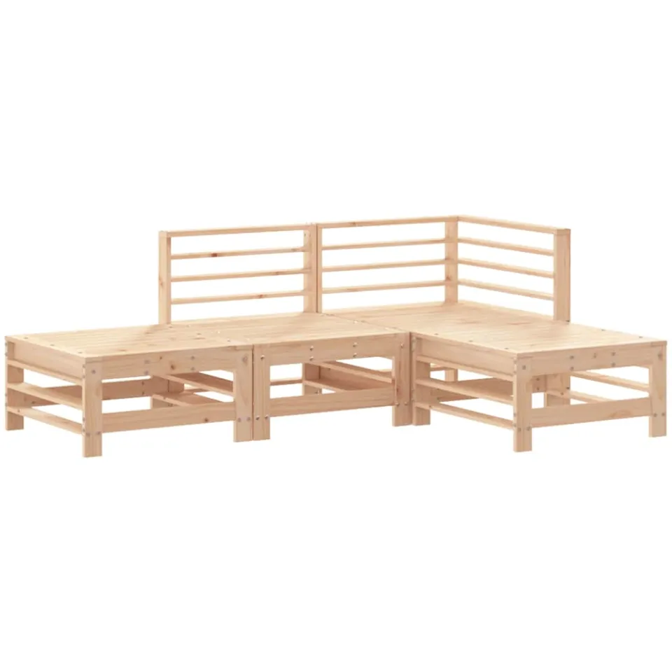 vidaXL 4-delige Loungeset massief grenenhout bruin, foto 3