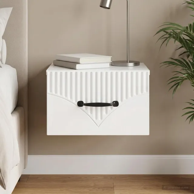 vidaXL Wandbeugel Bedkast Hoogglans Wit 34,5 x 33 x 20 cm Bewerkt hout, foto 2