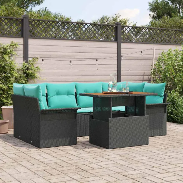 vidaXL Tuin Sofa Set 7 st Zwart Poly riet, foto 2
