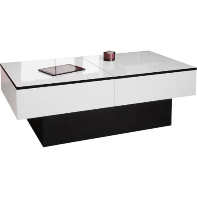 Thuys Luxe Salontafel – Woonkamer – Bijzettafel – Koffietafel – Sidetable – Met Opbergruimte – Industrieel – Met Lade – Uitschuifbaar – Zwart/Wit