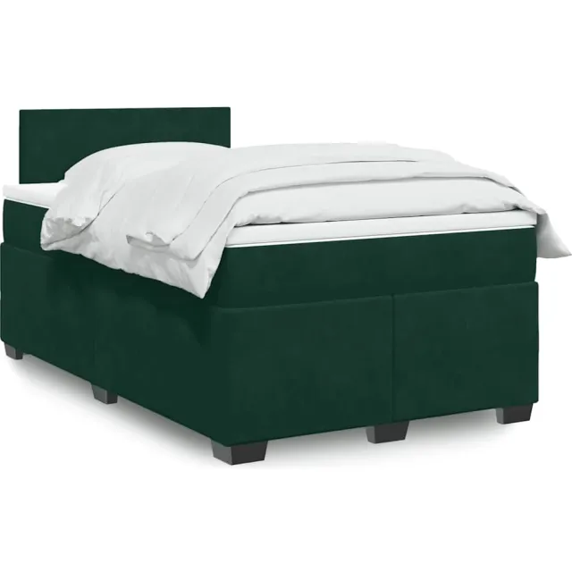 vidaXL Boxspring met matras fluweel donkergroen 120x200 cm groen