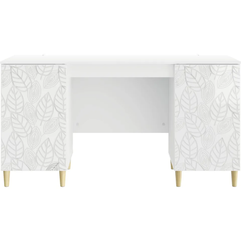 vidaXL Bureau Hoogglans Wit 142,5 x 50 x 75 cm Bewerkt hout, foto 4