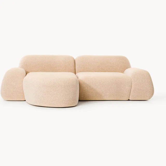 Westwing Collection Modulaire bouclé hoekbank Wolke (3-zits) oranje