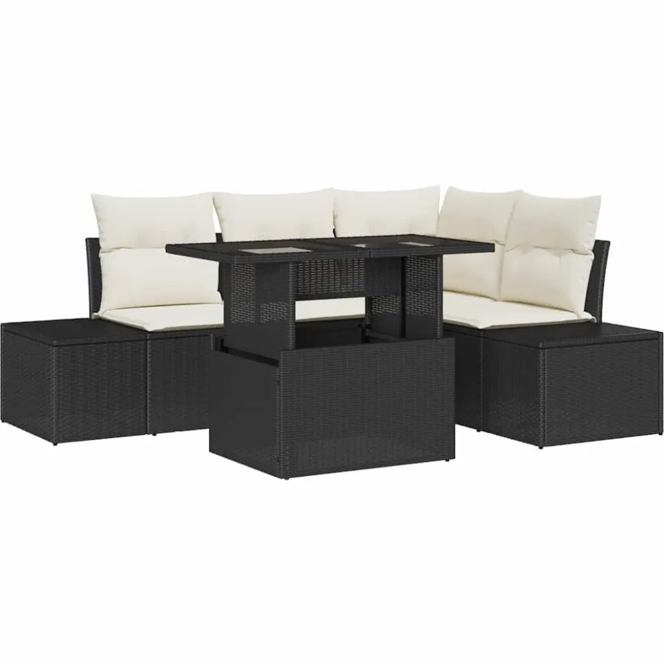vidaXL Tuin Sofa Set 5 st Zwart poly rattan