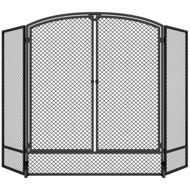 Homcom Haardscherm - Metaal - 122 x 10 x 75 cm - Zwart