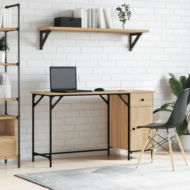 vidaXL Bureau 131x48x75 cm bewerkt hout sonoma eikenkleurig, foto 2