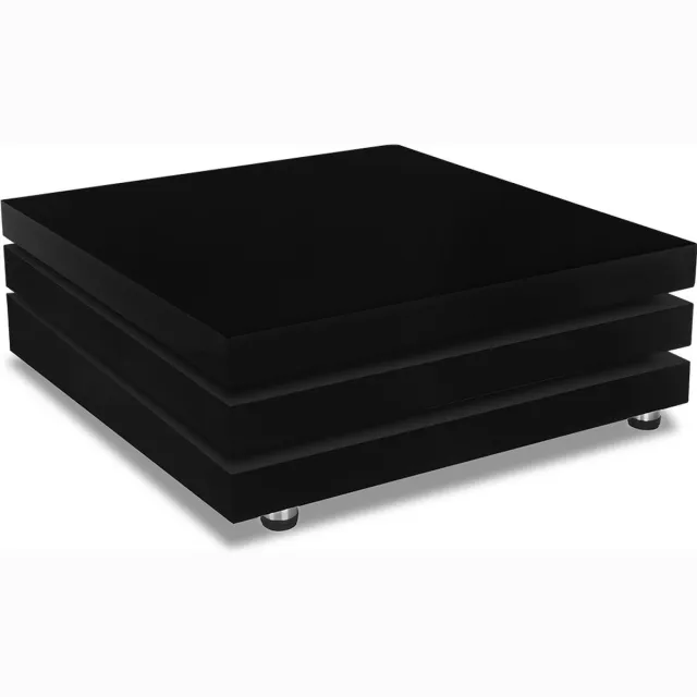 Casaria Salontafel Hoogglans Lak - 360° Draaibaar - 76x76cm Zwart