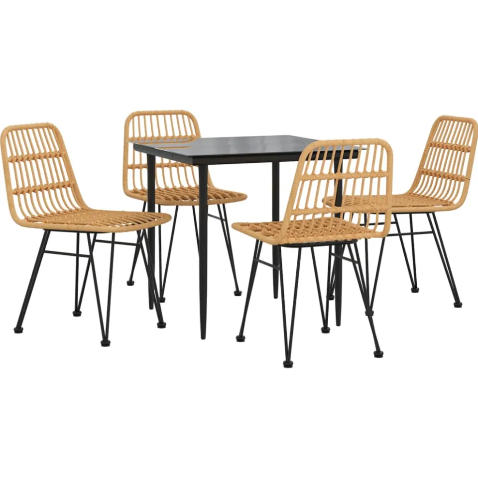 vidaXL 5-delige Tuinset poly rattan Bruin