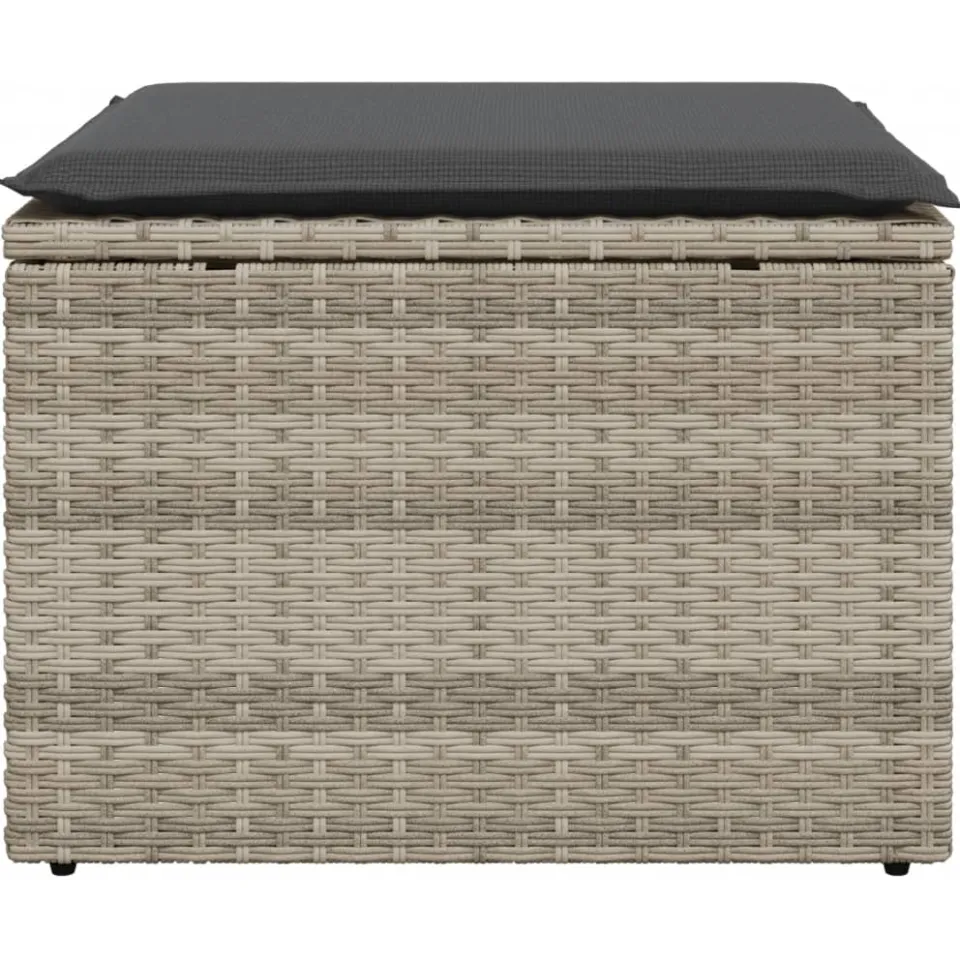 vidaXL Tuinkruk met kussen 55x55x37 cm poly rattan lichtgrijs grijs, foto 4