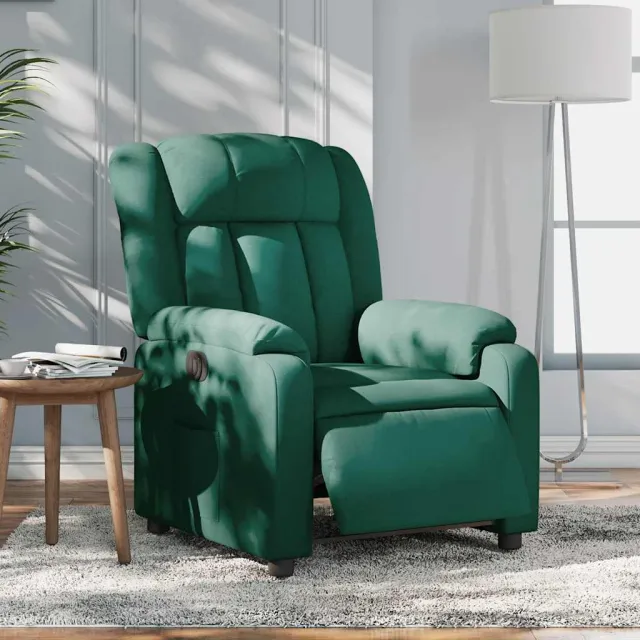 vidaXL Fauteuil verstelbaar elektrisch stof donkergroen groen